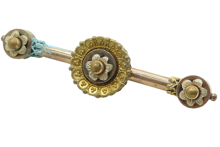 925 Sterling Silver  Vintage Love Heart Flowers Bar Brooch Pin  BP4057