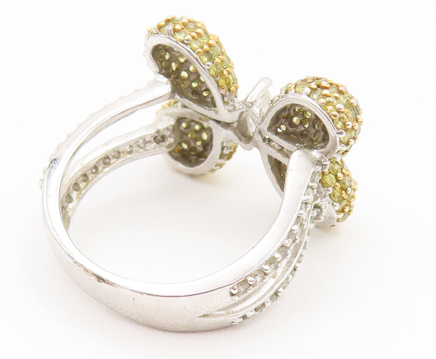 925 Silver  Vintage Yellow & White Topaz Butterfly Ring Sz 7.75  RG26141