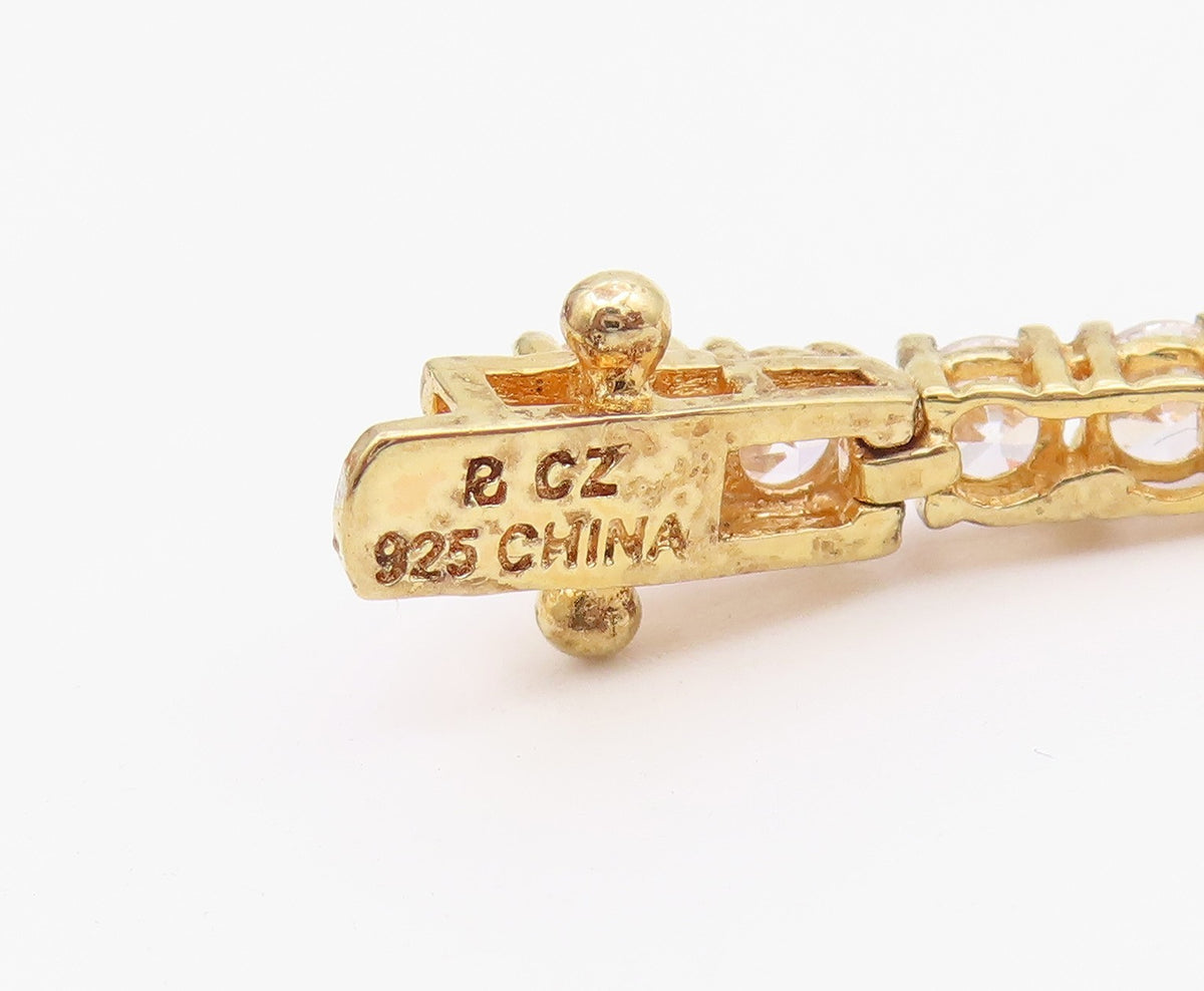 ROSS SIMON 925 Silver  Cubic Zirconia Shiny Gold Plated Tennis Bracelet BT5572