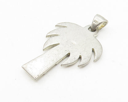 925 Sterling Silver  Vintage Palm Tree Motif Smooth Drop Pendant  PT9242
