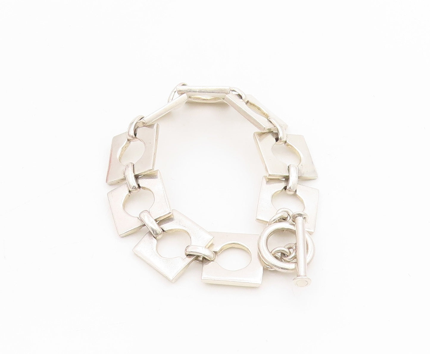 925 Sterling Silver Vintage Bracelet MEXICO Interlocking Open Squares BT11521