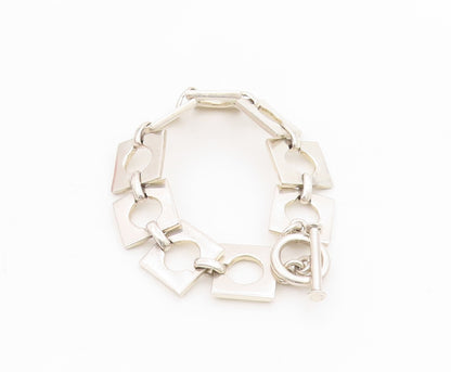 925 Sterling Silver Vintage Bracelet MEXICO Interlocking Open Squares BT11521
