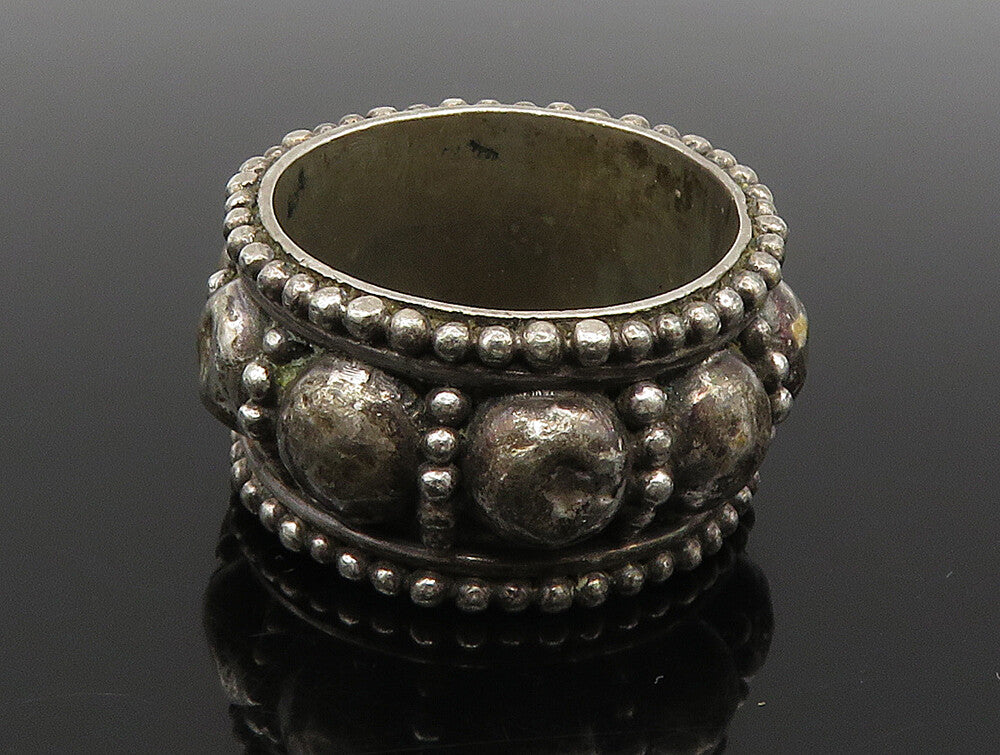 925 Sterling Silver  Vintage Beaded Raised Edge Band Ring Sz 8  RG24238