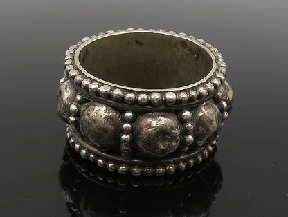 925 Sterling Silver  Vintage Beaded Raised Edge Band Ring Sz 8  RG24238