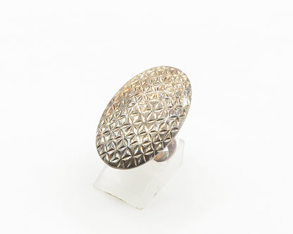 925 Silver  Vintage Diamond Cut Floral Pattern Statement Ring Sz 6  RG17754