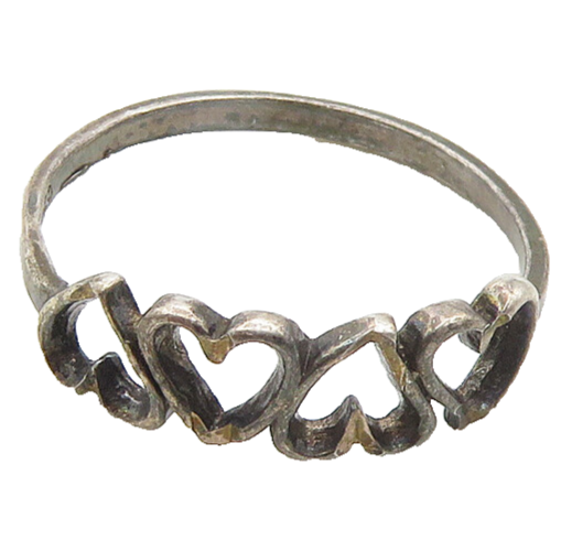 925 Sterling Silver  Vintage Up & Down Open Love Heart Band Ring Sz 7  RG19079