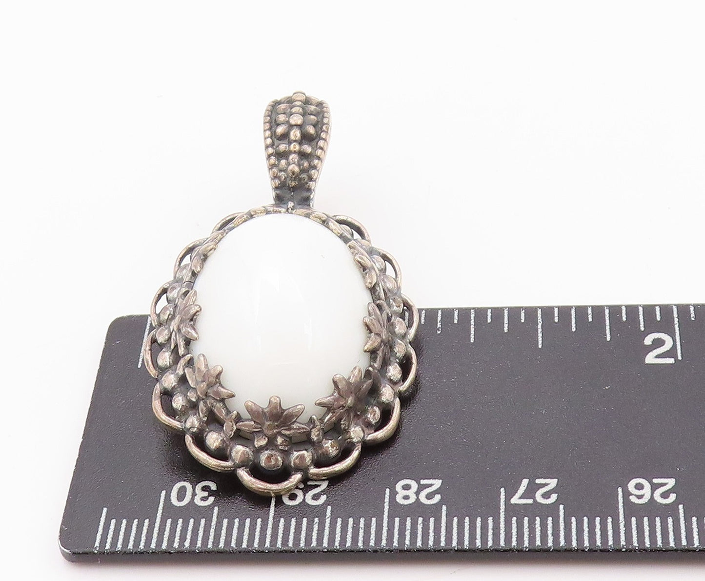 925 Sterling Silver Vintage Pendant CAROLYN POLLACK Floral Gemstone  PT23998