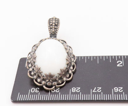 925 Sterling Silver Vintage Pendant CAROLYN POLLACK Floral Gemstone  PT23998
