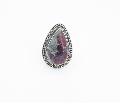 925 Sterling Silver  Cabochon Cut Jasper Shiny Cocktail Ring Sz 6.5  RG8517