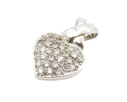 925 Sterling Silver  Cubic Zirconia Encrusted Love Heart Pendant  PT10965