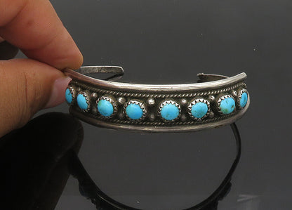 FA NAVAJO 925 Sterling Silver  Vintage Turquoise Oxidized Cuff Bracelet BT8504