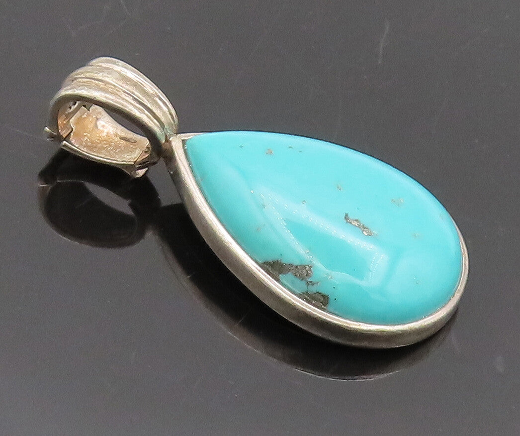 925 Sterling Silver Vintage Pendant WHITNEY KELLY Pear Shaped Turquoise  PT22405