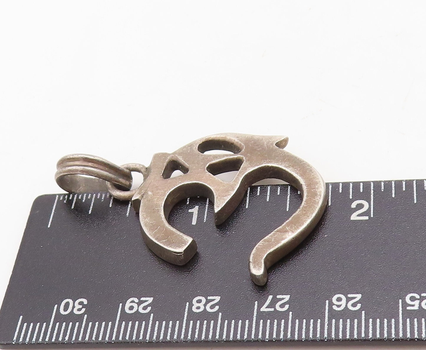 925 Sterling Silver Vintage Pendant Dark Tone Cut Religious Symbol OM  PT23877