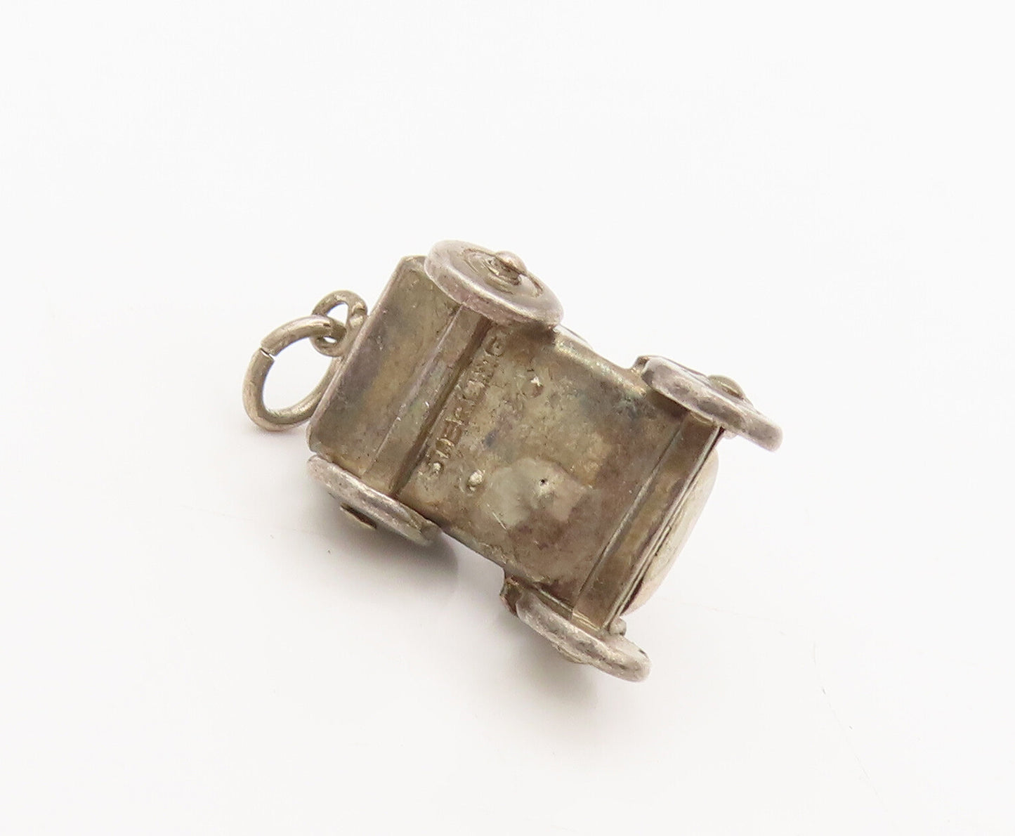 925 Sterling Silver  Vintage Mini 3D Carved Open Retro Car Pendant  PT22229