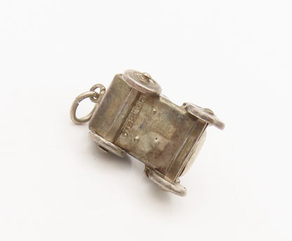 925 Sterling Silver  Vintage Mini 3D Carved Open Retro Car Pendant  PT22229