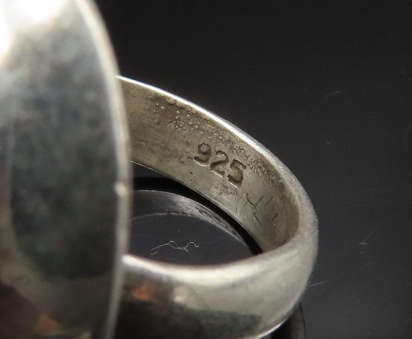925 Silver  Vintage Cabochon Cut Lapis Lazuli Oval Frame Ring Sz 6.5  RG24571
