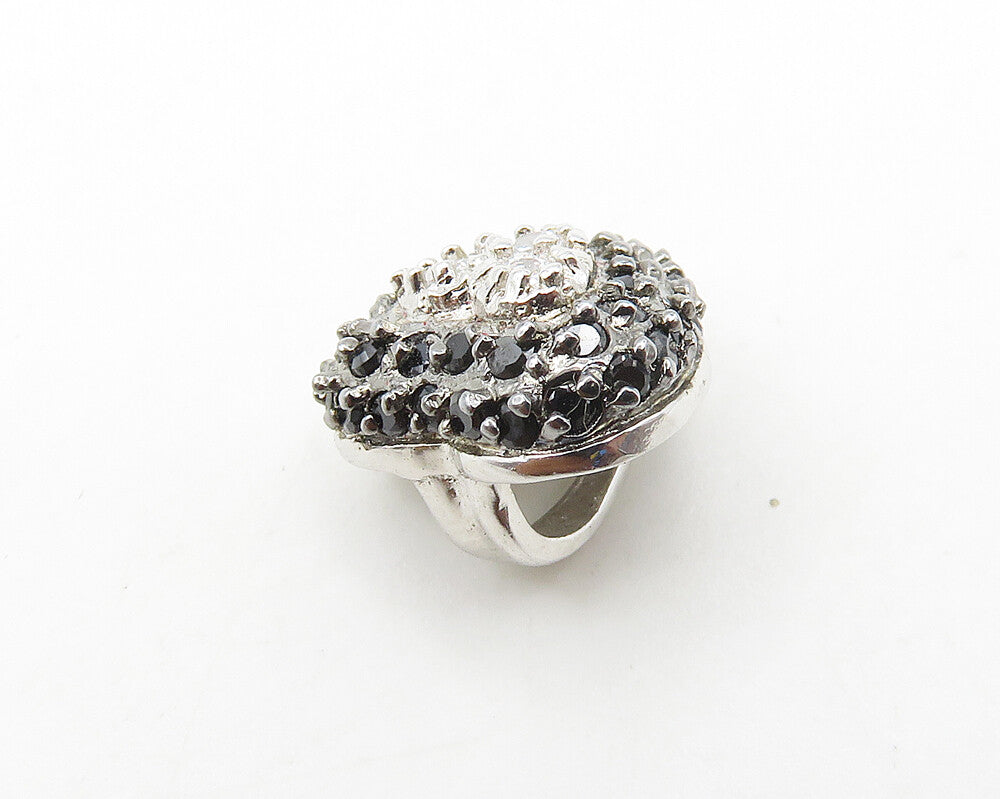 925 Sterling Silver  Cubic Zirconia & Hematite Love Heart Pendant  PT14612