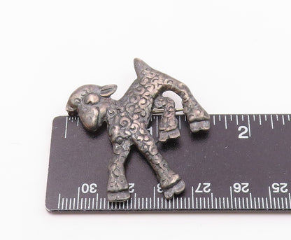 925 Sterling Silver  Vintage Antique Oxidized Lamb Motif Brooch Pin  BP8657