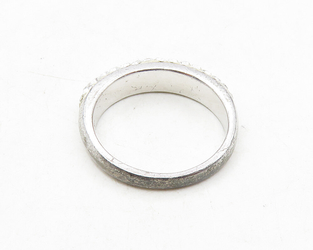 925 Sterling Silver  Sparkling Cubic Zirconia Dome Band Ring Sz 7  RG9835