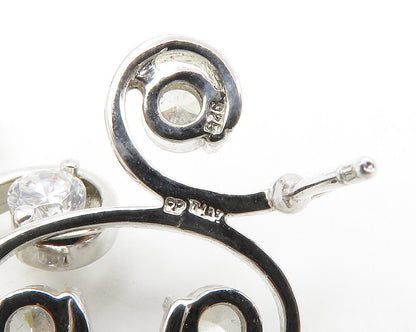 925 Sterling Silver  Sparkling Cubic Zirconia Swirl Dangle Earrings  EG7101