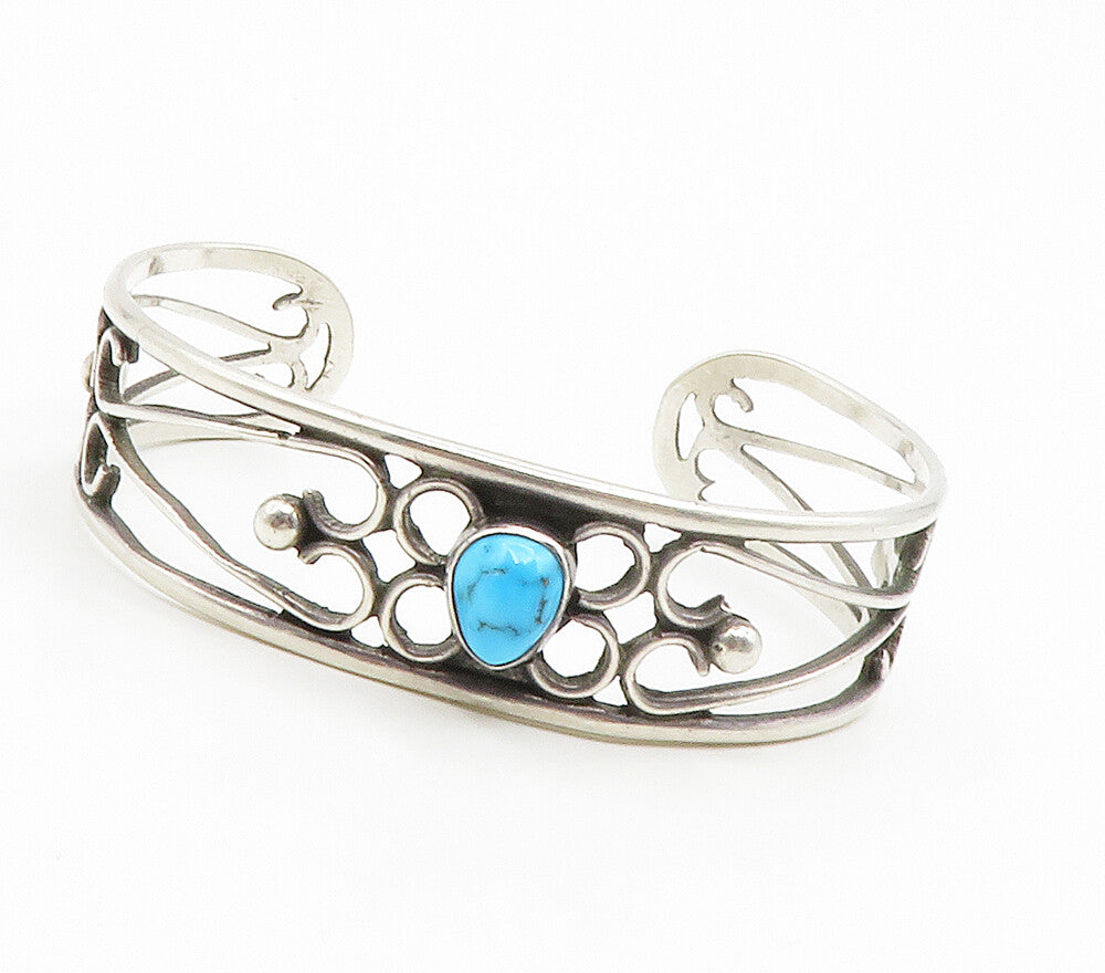 RAMON ALBERT HOPI 925 Sterling Silver Vintage Turquoise Cuff Bracelet BT5878
