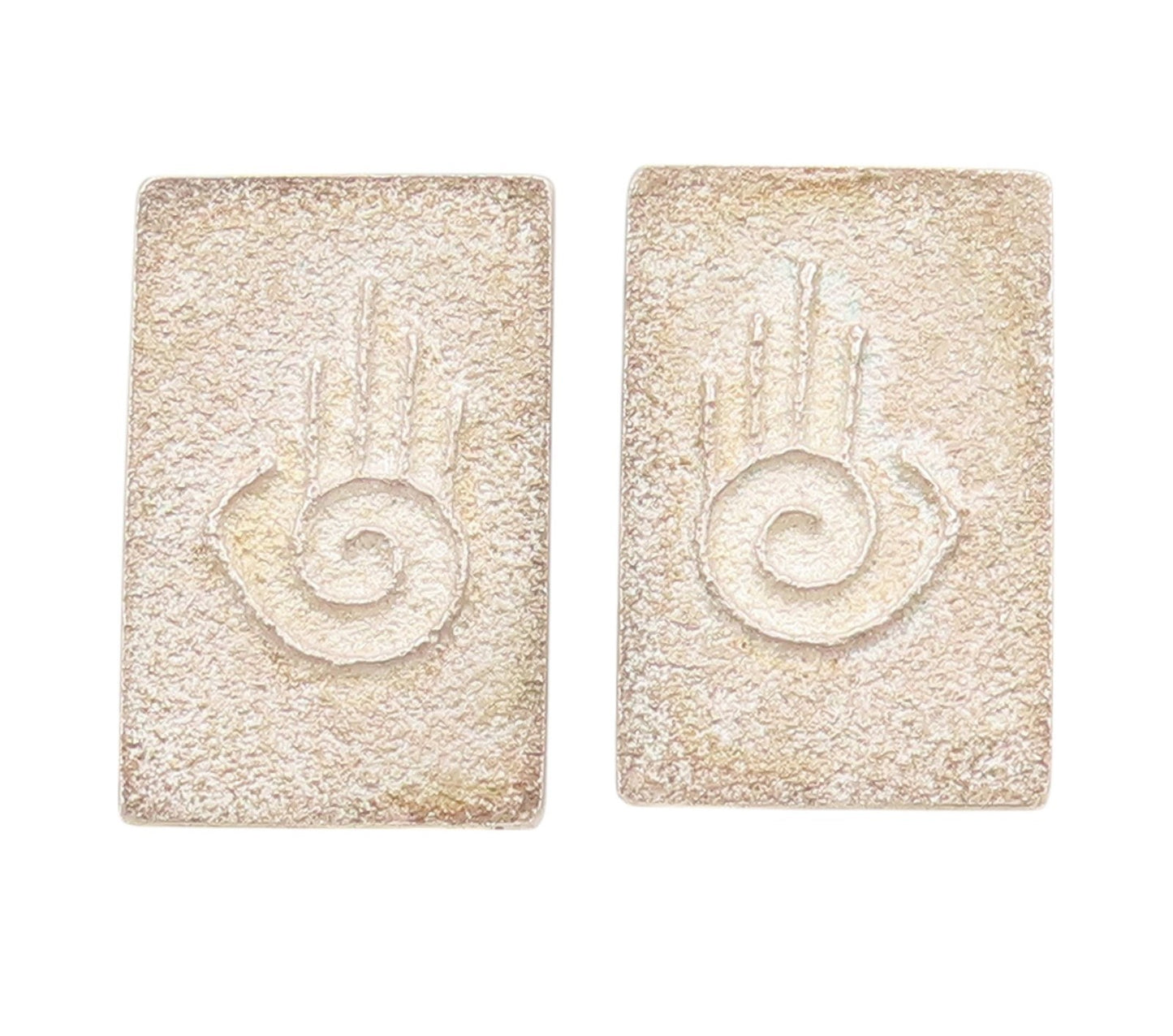 925 Sterling Silver Vintage Earrings Stylized Hands With Spiral Motif  EG13513