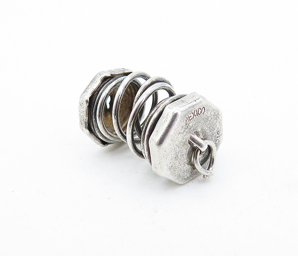 925 Sterling Silver  Vintage Shiny Spiraled Slinky Design Drop Pendant  PT4769