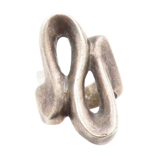 925 Sterling Silver Vintage Ring MEXICO Solid Abstract Loop Band  Sz 8  RG34691