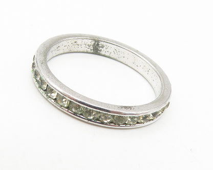 925 Sterling Silver  Round Cut Topaz Shiny Eternity Band Ring Sz 6  RG11185