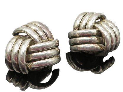 MEXICO 925 Sterling Silver  Vintage Modernist Macaroni Drop Earrings  EG5890