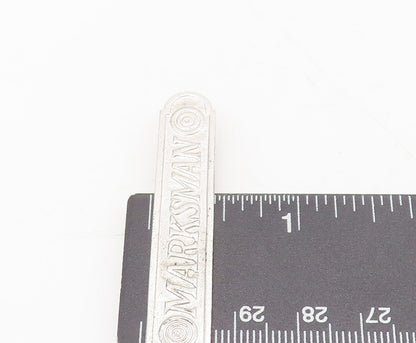925 Sterling Silver  Vintage MARKSMAN Carved Raised Edge Brooch Pin  BP10434