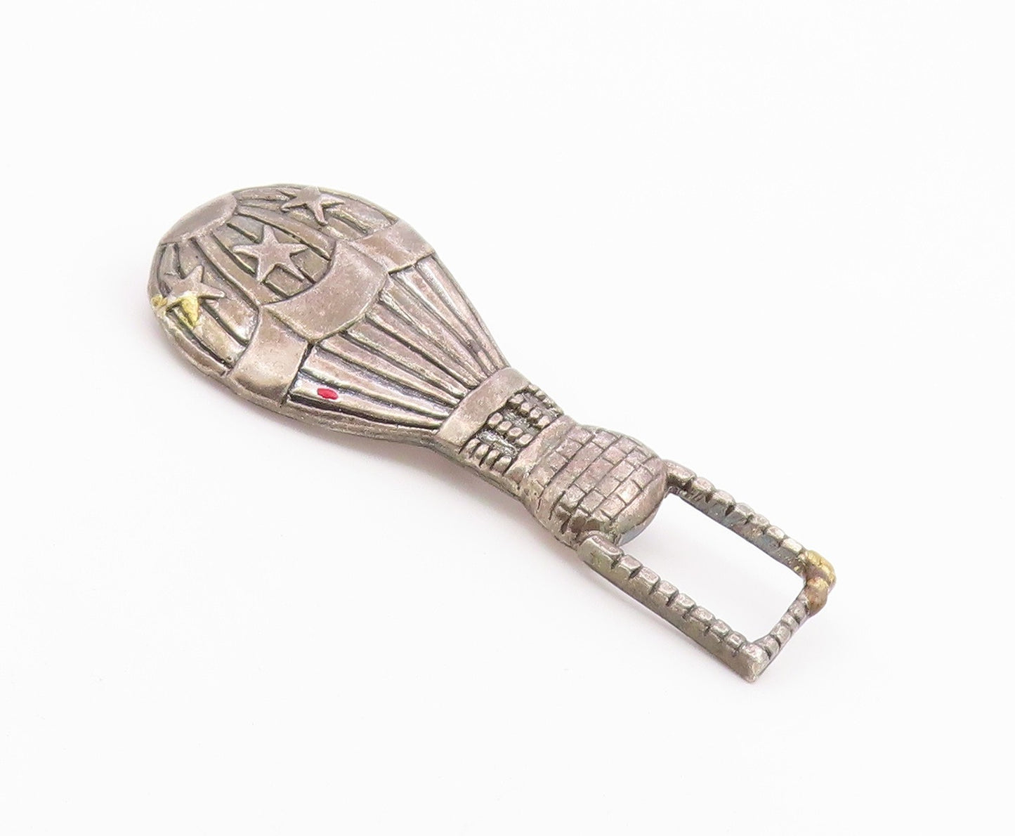 925 Sterling Silver  Vintage Star Ribbed Hot Air Balloon Brooch Pin  BP9486