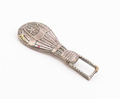 925 Sterling Silver  Vintage Star Ribbed Hot Air Balloon Brooch Pin  BP9486