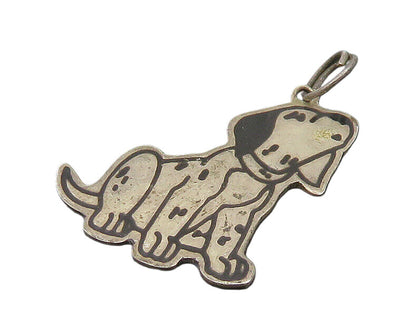 DISNEY 925 Sterling Silver  Vintage Black Onyx Dalmatian Pendant  PT13924