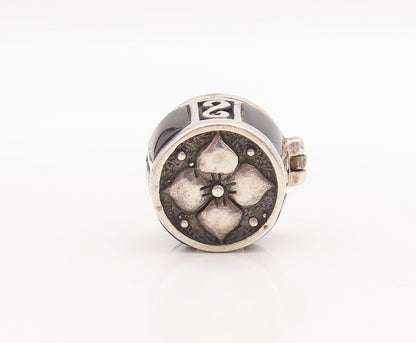 925 Sterling Silver Vintage Pendant Swirly Carved Onyx Box Charm (OPENS) PT22884