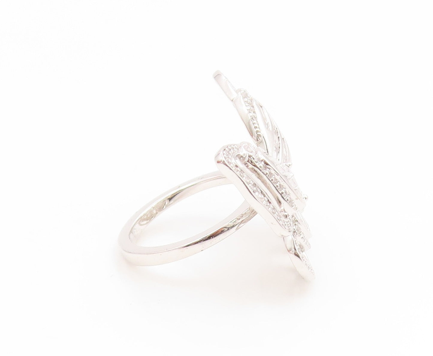 925 Sterling Silver Vintage Ring Multi Shape CZ Elegant Butterfly  Sz 7  RG35231