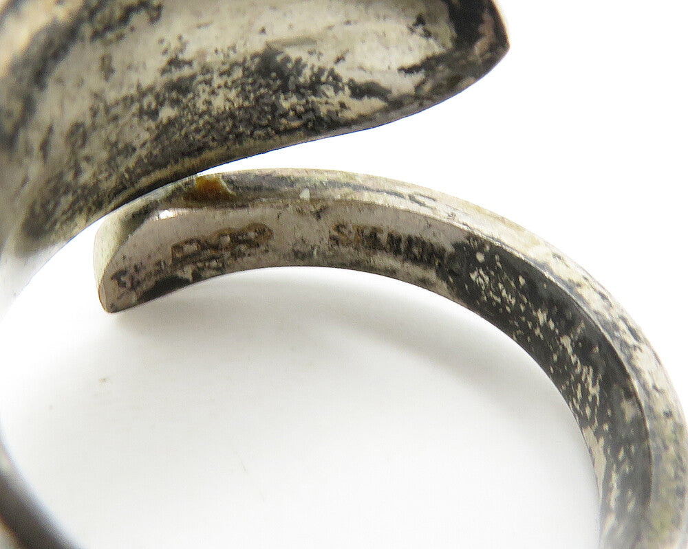 925 Sterling Silver  Vintage Oxidized Smooth Bypass Band Ring Sz 6.5  RG19533