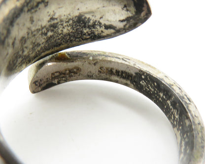 925 Sterling Silver  Vintage Oxidized Smooth Bypass Band Ring Sz 6.5  RG19533