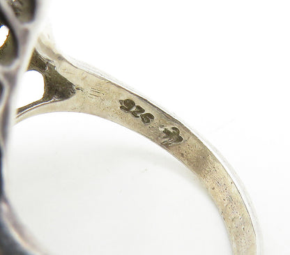 925 Sterling Silver  Vintage Shiny Diamond Shaped Band Ring Sz 5.5  RG16919