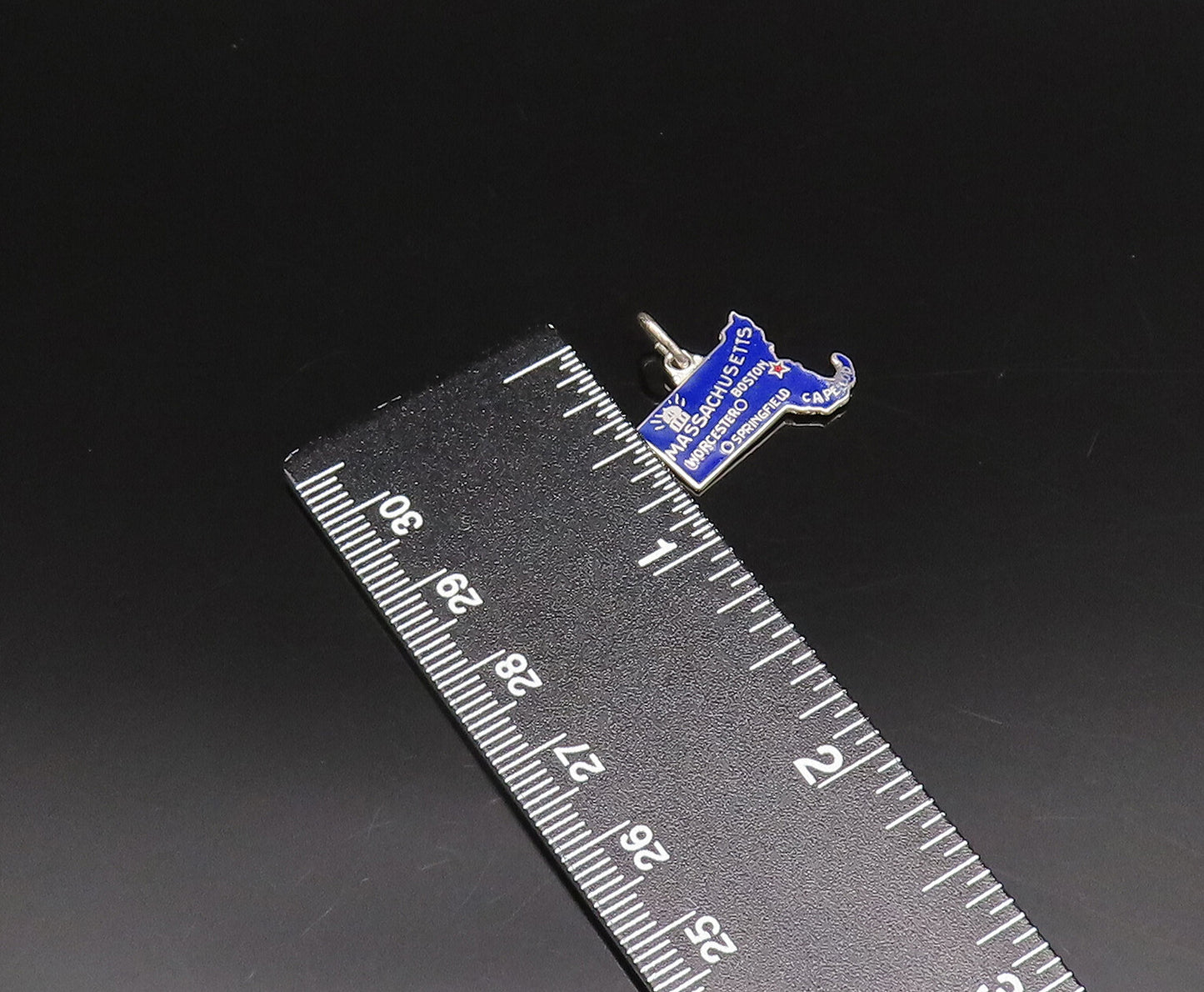 925 Sterling Silver Vintage Enamel Massachusetts State Souvenir Pendant PT21631
