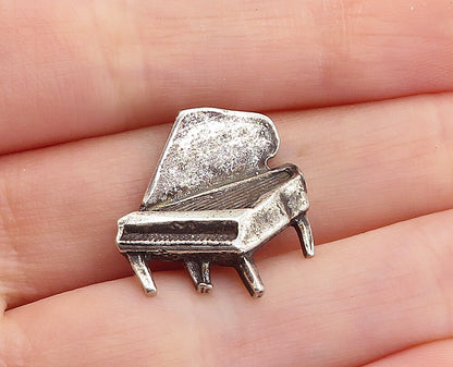 925 Sterling Silver  Vintage Dark Tone Open Grand Piano Motif Pendant  PT4368