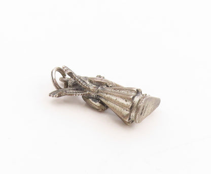 925 Sterling Silver Vintage Pendant CREED 3D Angel Playing Harp Charm  PT25353