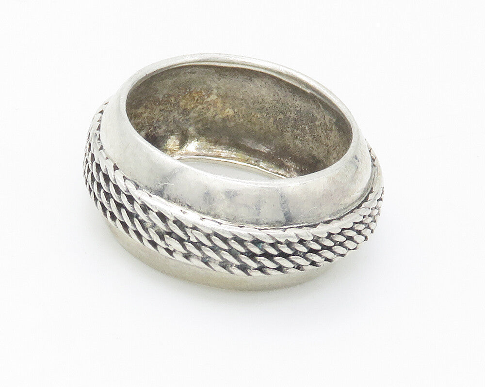 925 Sterling Silver  Vintage Shiny Rope Twist Round Band Ring Sz 6  RG14533