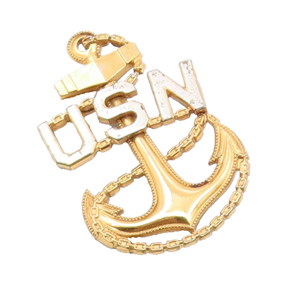 925 Sterling Silver  Vintage Ship Anchor US Navy Two Tone Brooch Pin  BP7433