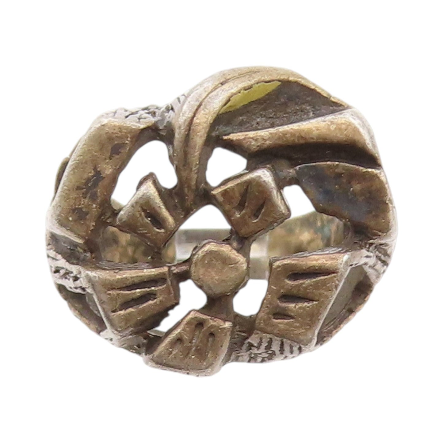 925 Sterling Silver Vintage Ring Dark Tone Brutalist Design Cutout  Sz 5 RG33347