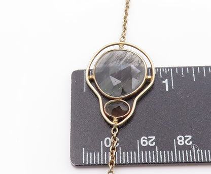 925 Sterling Silver Vintage Necklace Multi Gemstone Bohemian Long Chain  NE4661