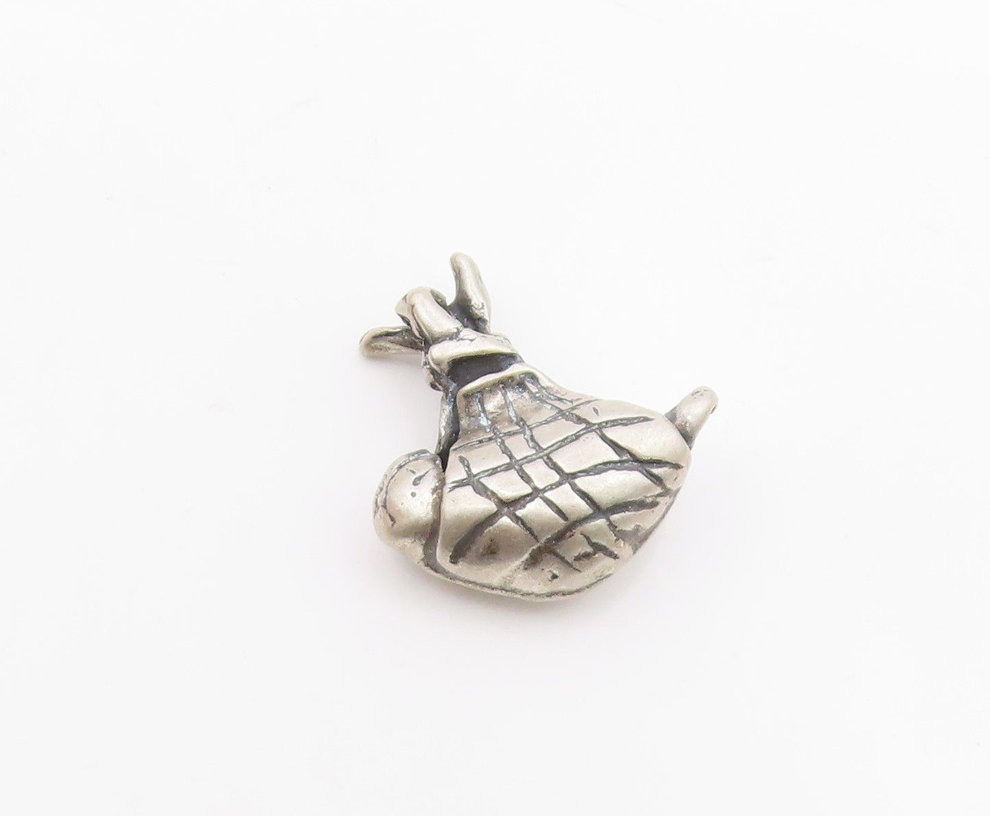 925 Sterling Silver  Vintage Square Pattern Sack Pendant  PT19997