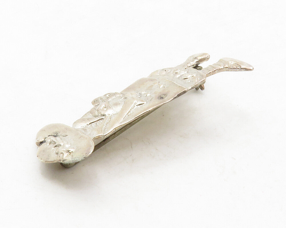 925 Sterling Silver  Vintage Girl In Dress & Floral Hat Brooch Pin  BP4987