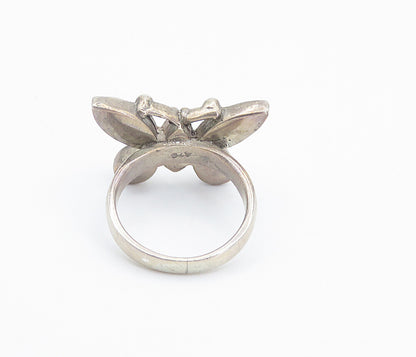 925 Silver  Vintage Mother Of Pearl Butterfly Cocktail Ring Sz 5.5  RG8419