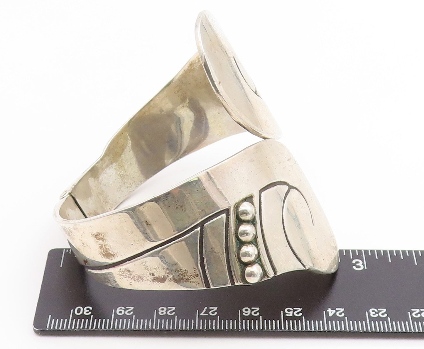 925 Sterling Silver Vintage Bracelet MEXICO HOB Modernist Swirl Bypass  BT11912